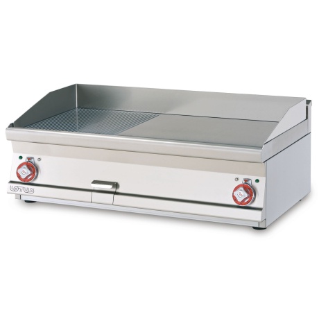 Plaatgrill LOTUS 100x60x28cm, rihvel+sile