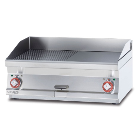 Plaatgrill LOTUS 80x60x28cm, rihvel+sile