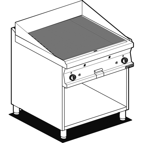 Gaasi plaatgrill alusraamiga LOTUS 80x70,5x90cm, rihvel