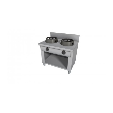 Wok pliit, tagaäärega+alus 2x21kw 100x60cm