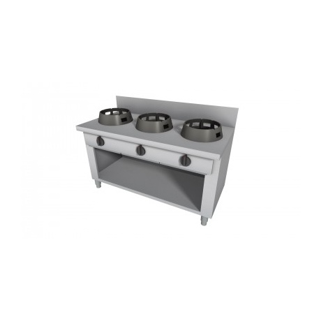 Wok pliit, tagaäärega+alus 3x21kw 150x70cm