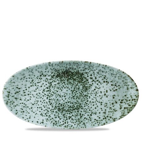 Mineral green oval chefs plate, 299x150mm
