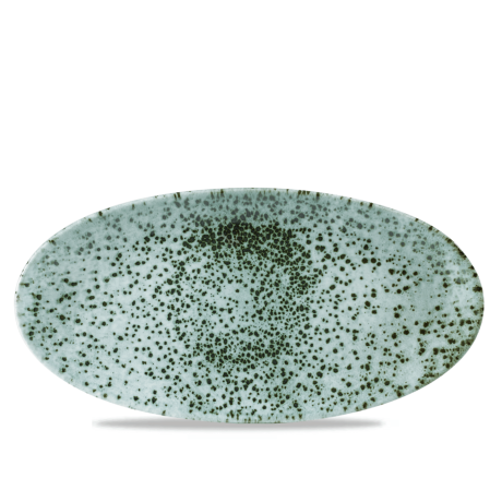 Mineral green oval chefs plate, 347x173mm