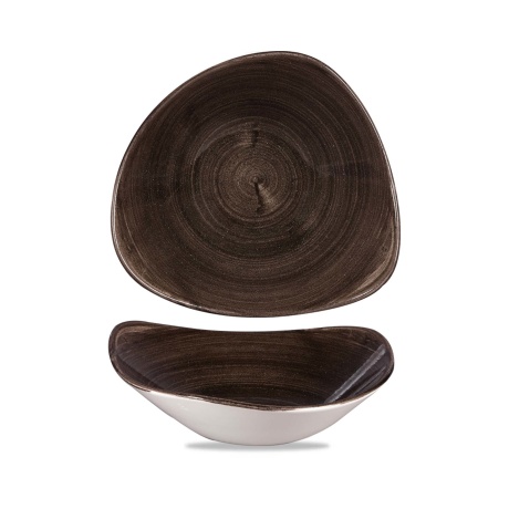 Stonecast patina iron black triangular bowl, 235mm
