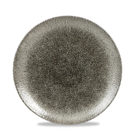 Raku quartz black coupe plate, 217mm