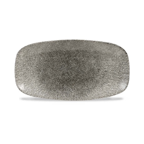 Овальная пластина raku quartz black, 298x153 мм