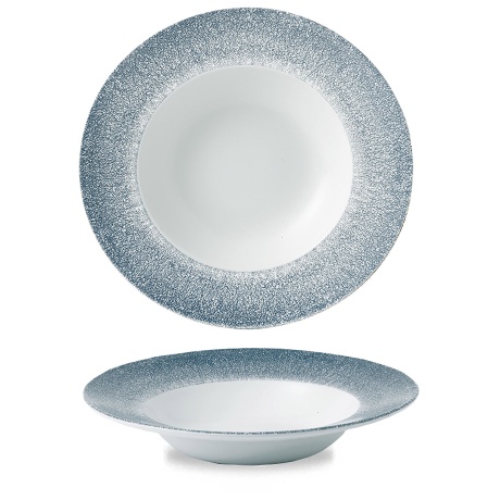 Raku topaasi sininen profiili leveäreunainen kulho, 280 mm