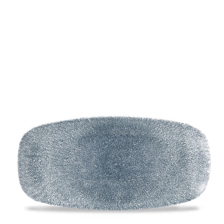 Raku topaasinsininen kokin pitkulainen lautanen, 298x153mm