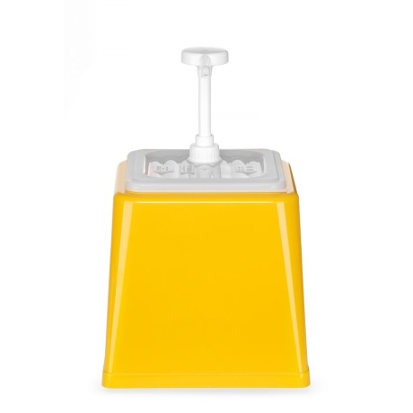 Sauce dispenser with pump, hendi, 2,5l, yellow, 230x210x(h)327mm