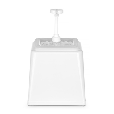 Sauce dispenser with pump, hendi, 2,5l, white, 230x210x(h)327mm