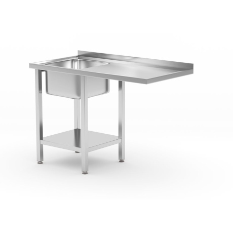 Sink table with shelf and space for undercounter dishwasher, hendi, left, 1200x700x(h)850mm