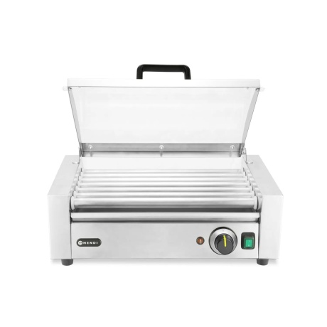 Sausage rolling grill, 1-zone with energy-saving cover, 7 rollers