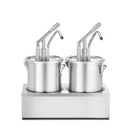 Set: 2 x stainless steel sauce container with dispenser, hendi, 9l, 400x200x(h)440mm