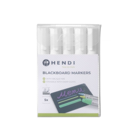 Blackboard markers 6 mm, hendi, 5 white markers