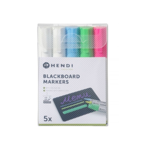Blackboard markers 6 mm, hendi, 1 pink, 1 green, 1 blue and 2 white markers