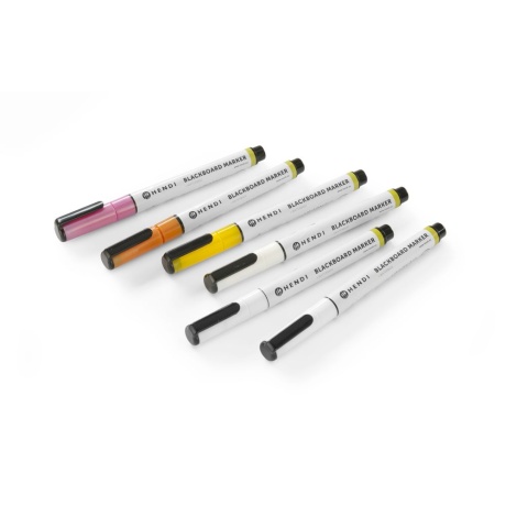 Blackboard markers 1 mm, hendi, 3 white, 1 pink, 1 yellow and 1 bronze markers, 6 pcs