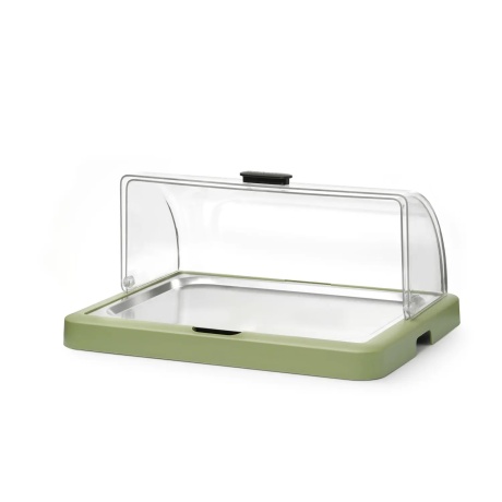 Single roll-top cooling display, green