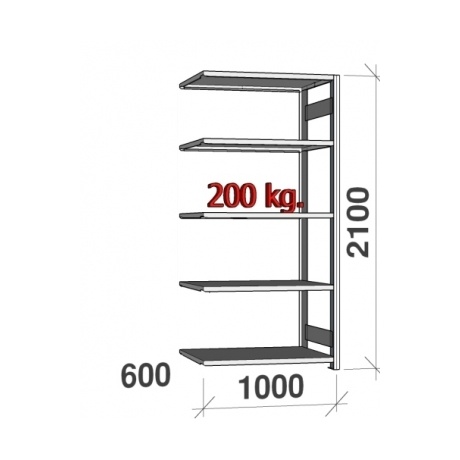Storage shelf 1000x600x2100mm, additional part