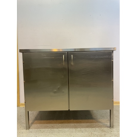 Stainless steel workbench with 2 doors