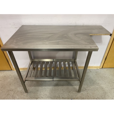 Верстак из нержавеющей стали со срезанными углами, 115x62x90см