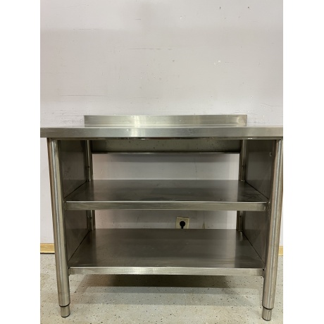 Верстак из нержавеющей стали с 2 полками, 100x60x90см