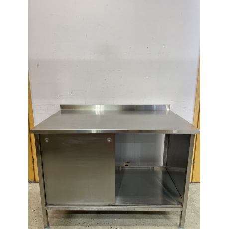 Stainless steel workbench with sliding door 120x70x90cm