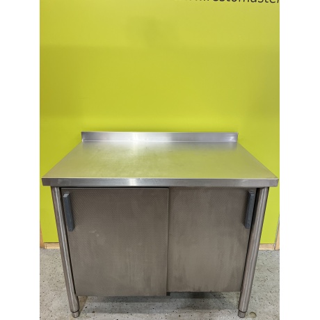 Stainless steel work table with sliding doors 100x60x85 cm