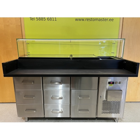 Fast-food refrigerated work table 166 x 80 x 132 cm